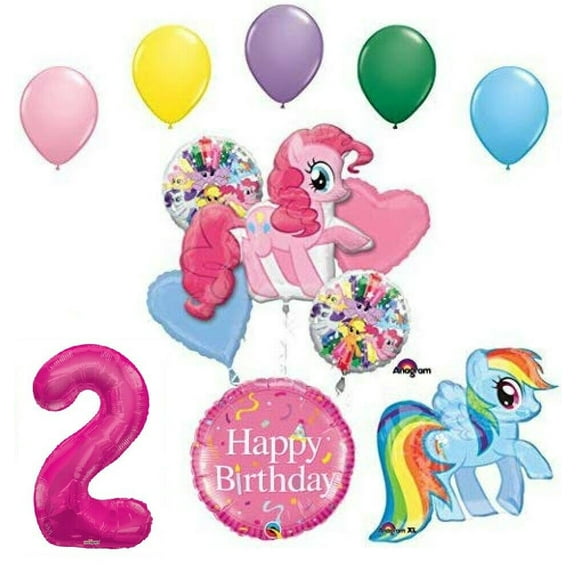 My Little Pony Pinkie Pie Rainbow Dash 2nd Birthday Party Balloons 13 Piece Set