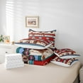 thumbnail image 6 of Manfei Southwestern Aztec Geometric 7pcs Bedding Comforter Set,Rustic Western Cattle Hide Queen Bedding Sets,Red Blue Stripe Triangle Queen Sheet Sets For Adult,Microfiber Bedroom Decor Reversible, 6 of 8