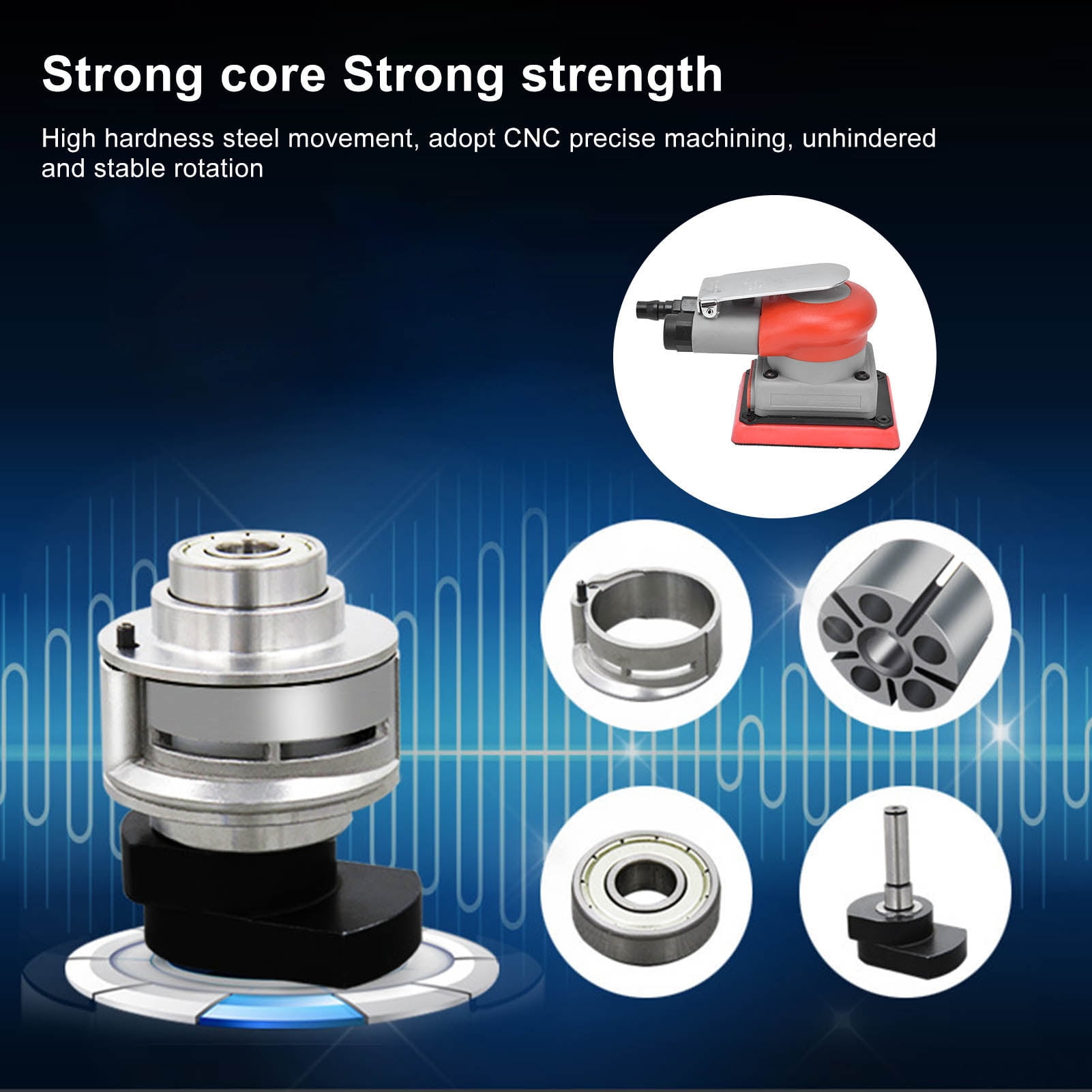 Pneumatic Palm Sander Square Air Random Orbital Sander Machine Pneumatic Tool for Wood Sanding Car Waxing，Auto Body Work, Wood working Car Polisher Set