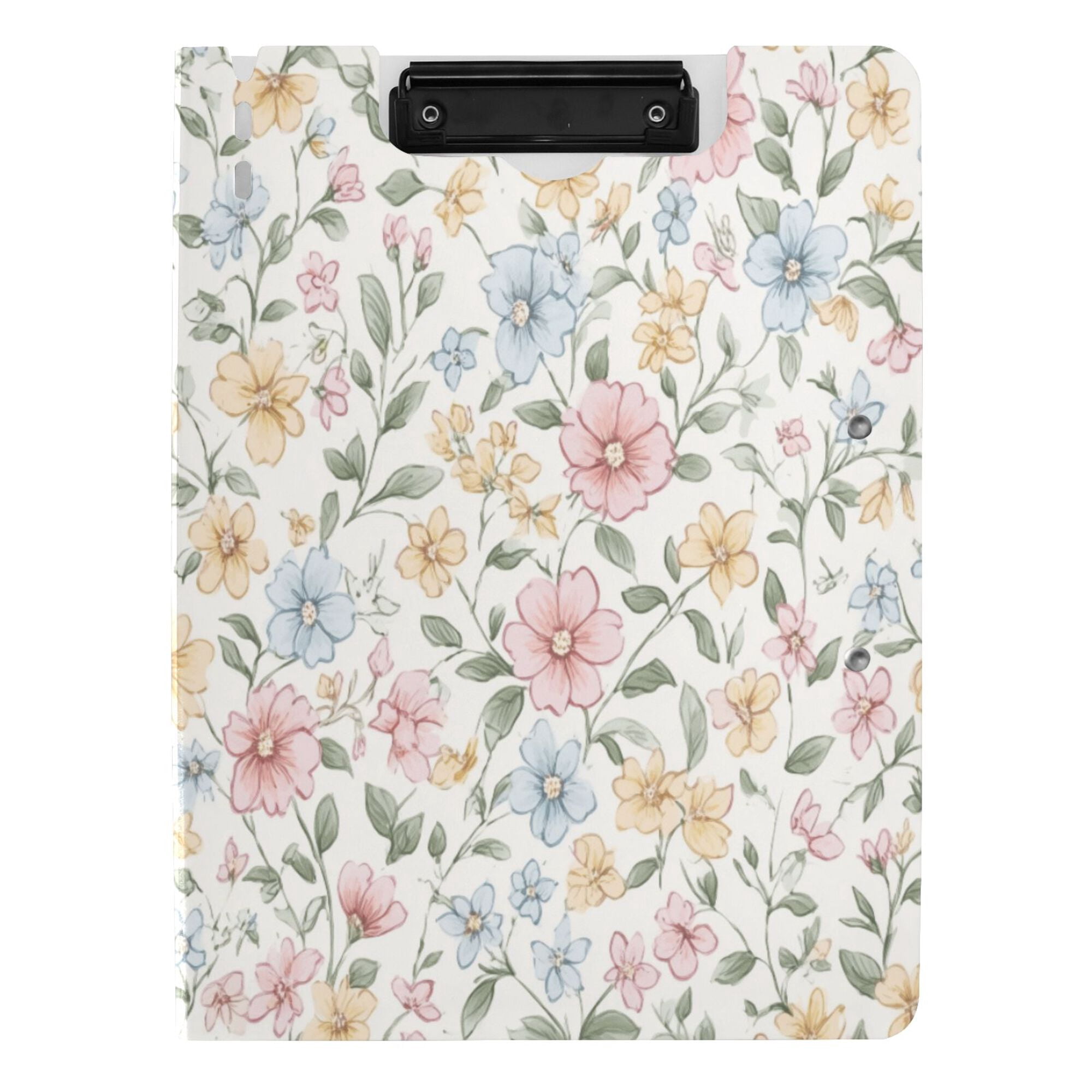 FORMRS A4 Clipboard Folder with Pen Holder Horizontal Foldable School Office Binder, Pastel Floral Pattern