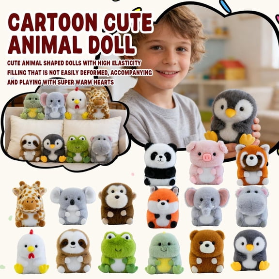 6 Inch Cute Cartoon Animal Plush Doll, Soft Stuffed Animal Toy With Adorable Expression, Huggable & Cuddly Companion For Home Decoration, Playtime, Comfort For Family And S,