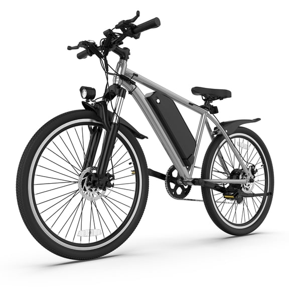 Electric Bike for Adults, 26" Mountain E-Bike with 350W Motor, 5.2Ah Removable Battery, Hydraulic Disc Brakes, 7-Speed, UL2849 Certified,Grey