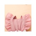 thumbnail image 4 of TSEXIEFOOFU Baby Summer Jumpsuit Outfit Solid Color Ruffled Toddler Girl Sleeveless Casual Rompers and Bow Headband, 4 of 6