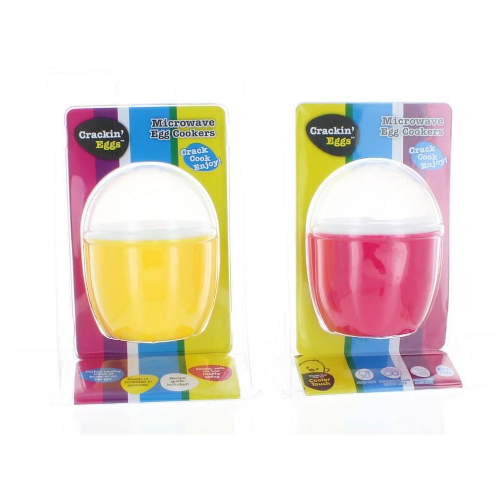 Set of 2 Crackin' Eggs Microwave Egg Cookers Snack or Breakfast Colors