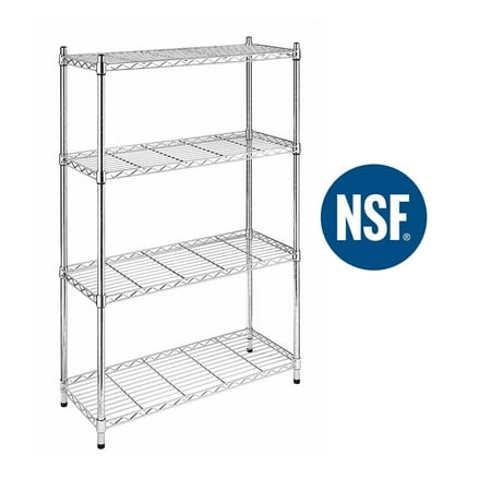 Ktaxon 4-Tire Heavy Duty Storage Rack  Adjustable NSF Wire Shelving Unit Garage Kitchen Silver  Capacity for 800 lbs  36 L x 14 W x 55 H
