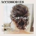 thumbnail image 3 of Crystal Bride Wedding Headpieces Flower Bridal Hair Vines Rhinestone Leaf Hair Pieces Pearl Hair Comb Bridesmaid Side Combs Hair Accessories for Women and Girls (silver pearl), 3 of 4