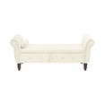 thumbnail image 6 of Beige Velvet Bench With Solid Wood Frame And Pillow For Nursery, Bedroom - Rectangular Legs Crystal Buckle Hallway, 6 of 6