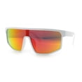 thumbnail image 4 of Bold Color Mirror Shield Sport Plastic Wrap Curved Sunglasses White - Orange Mirror, 4 of 8