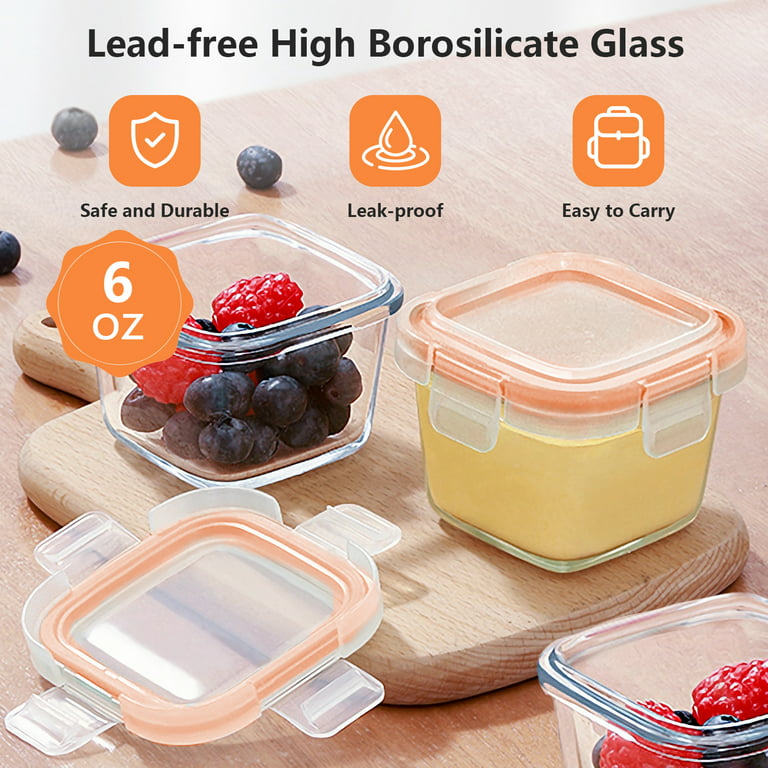 12 Glass Baby Food Containers 4 oz Leak-Proof Microwavable Glass Baby Food  Jars