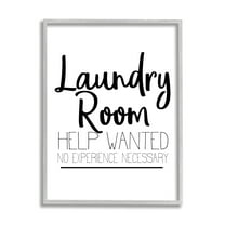 Stupell Home Décor Industries Help Wanted Laundry Room Sign Bold Black White, 11 x 14, Designed by Kim Allen