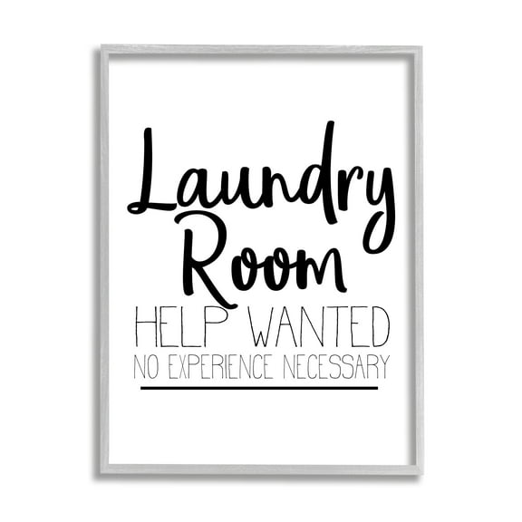 Stupell Home Décor Industries Help Wanted Laundry Room Sign Bold Black White, 11 x 14, Designed by Kim Allen
