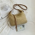 thumbnail image 6 of Women Crossbody Bag Fashion Hand-Woven Handbags Simple Summer Beach Bag (Beige), 6 of 10