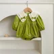 thumbnail image 1 of Body coreano bordado con lazo para bebé, vestido bonito de primavera con cuello de mariposa y manga larga para niña, ropa para niños, vestido para hermanas, 1 of 6