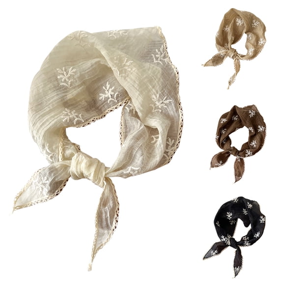 Lovzfmll Women's Bandana Headband, Cute Soft Cotton Linen Lace Floral Head Wrap, Protective Coverage Hair Neck Scarf