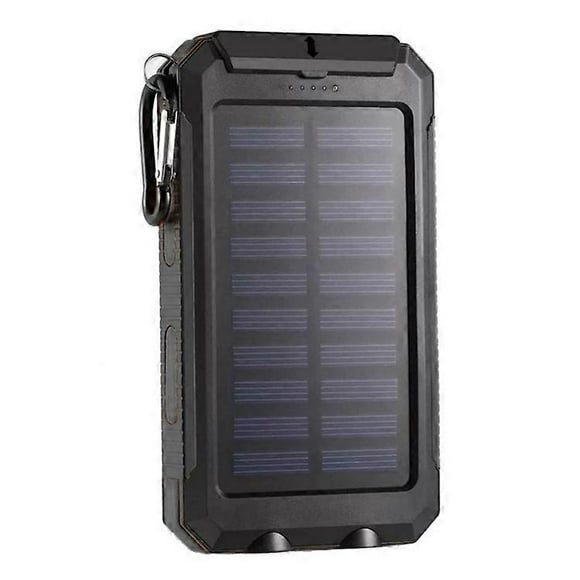 10000mAh Solar Power Bank Portable Phone Charger External Battery Pack (A-Grade Battery Cell) Black