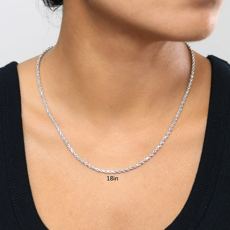 White gold rope chain womens discount