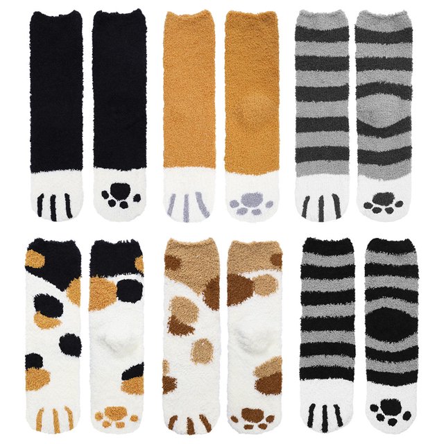 BEADCEST 6Par Calcetines Coral Fleece Multi Color Para Suaves Cálidos Y Perfectos Para Regalo