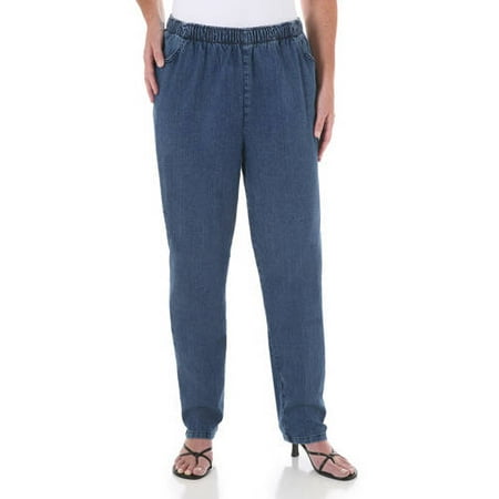 Chic Women's Plus-Size Stretch Pull-On Jeans, Available in Regular and Petite Lengths
