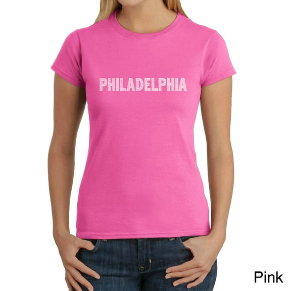 LA Pop Art Women's Word Art T-Shirt - PHILADELPHIA NEIGHBORHOODS