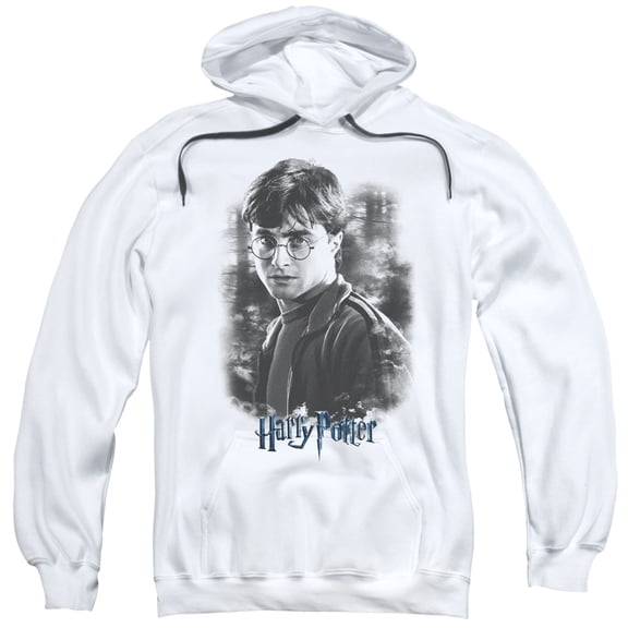 Trevco HP8058-AFTH-4 Harry Potter & Harry in the Woods-Adult Pull-Over Hoodie, White - Extra Large
