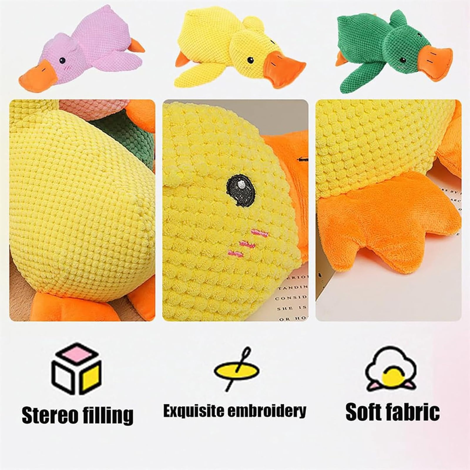Anti-Destructive Pet Anxiety Relief Duck Toy, Squeaky Chew Toy for Dogs, Calming Interactive Puppy Toy with Quacking Sound
