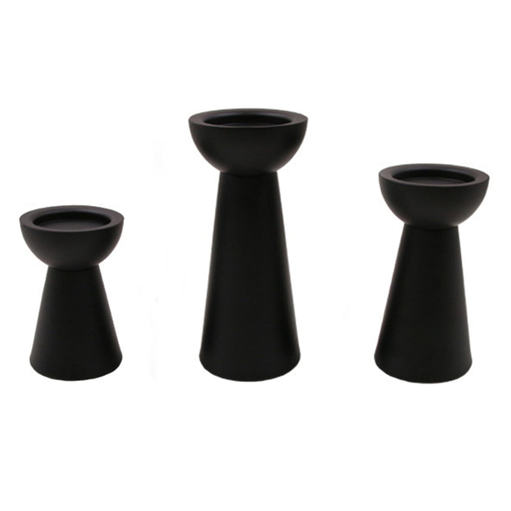 Black Candle Holders Set of 3 Candle Holders for Pillar Candles Pillar Candle Holder Centerpiece