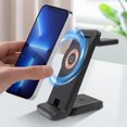 thumbnail image 1 of Cargador inalámbrico para coche, multifuncional, plegable, inteligente, para Android e iOS. Cargador rápido inalámbrico magnético tres en uno de 15 W para teléfonos móviles, relojes y, 1 of 8