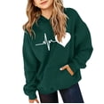 thumbnail image 5 of Ruyang Hoodie for Girls Heartbeat Heart Print Lightweight Long Sleeve Pullover Sweatshirt Toddlers Back to School Clothes, 5 of 6
