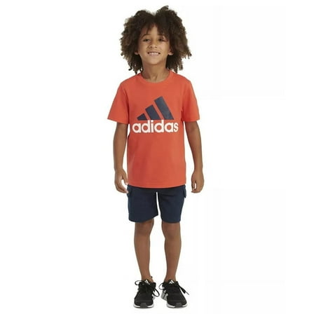 Adidas Boys Orange & Navy Adidas T-Shirt & Shorts Set Athletic Outfit 7