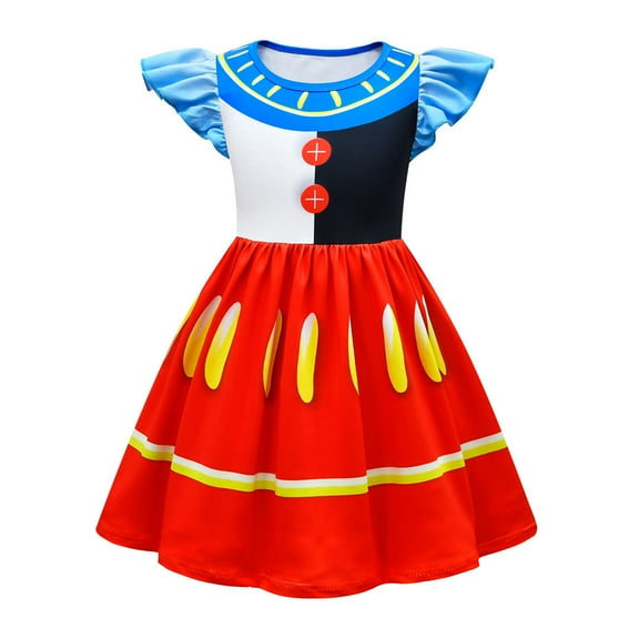 Girls Moon Sun Clown Costume Dress Halloween Cosplay Cartoon Outfits for 2-10 Years