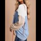 thumbnail image 4 of Camisetas Holgadas Informales de Punto con Cuello Redondo y Larga con Bloques de Color A para Mujer y Azul M, 4 of 6