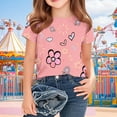 thumbnail image 2 of Summer Clearance Holiday Deals 2025! QTOCIO Toddler Girl Clothes, Summer Girls Shirts, Children's Printed Casual Round Neck Short Sleeved Shirt Mid Size Children's Casual T-shirt, Pink, 5 Years, 2 of 7