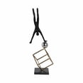 thumbnail image 6 of Sculptural Metal Gymnast on Ball and Cube for Home Decor - Elegant Figurines for Bathroom, Office Desk, and Living Room Decor - Ornaments for Shelf Display and Coffee Table - 19", Black & Gold, 6 of 8