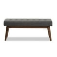 thumbnail image 4 of Baxton Studio Elia Mid-Century Modern Walnut Wood Dark Grey Fabric Button-Tufted Bench, 4 of 7