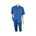 thumbnail image 6 of Men INSERCH 2pc Walking Leisure Suit Shirt Pants Set Short Sleeves 9356 Blue, 6 of 7