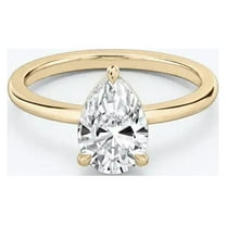 1.25 Cts Pear Moissanite Solitaire Engagement Ring for Women 18K White Gold Plated Bridal Wedding Ring 925 Sterling Silver Ring Gift for Her