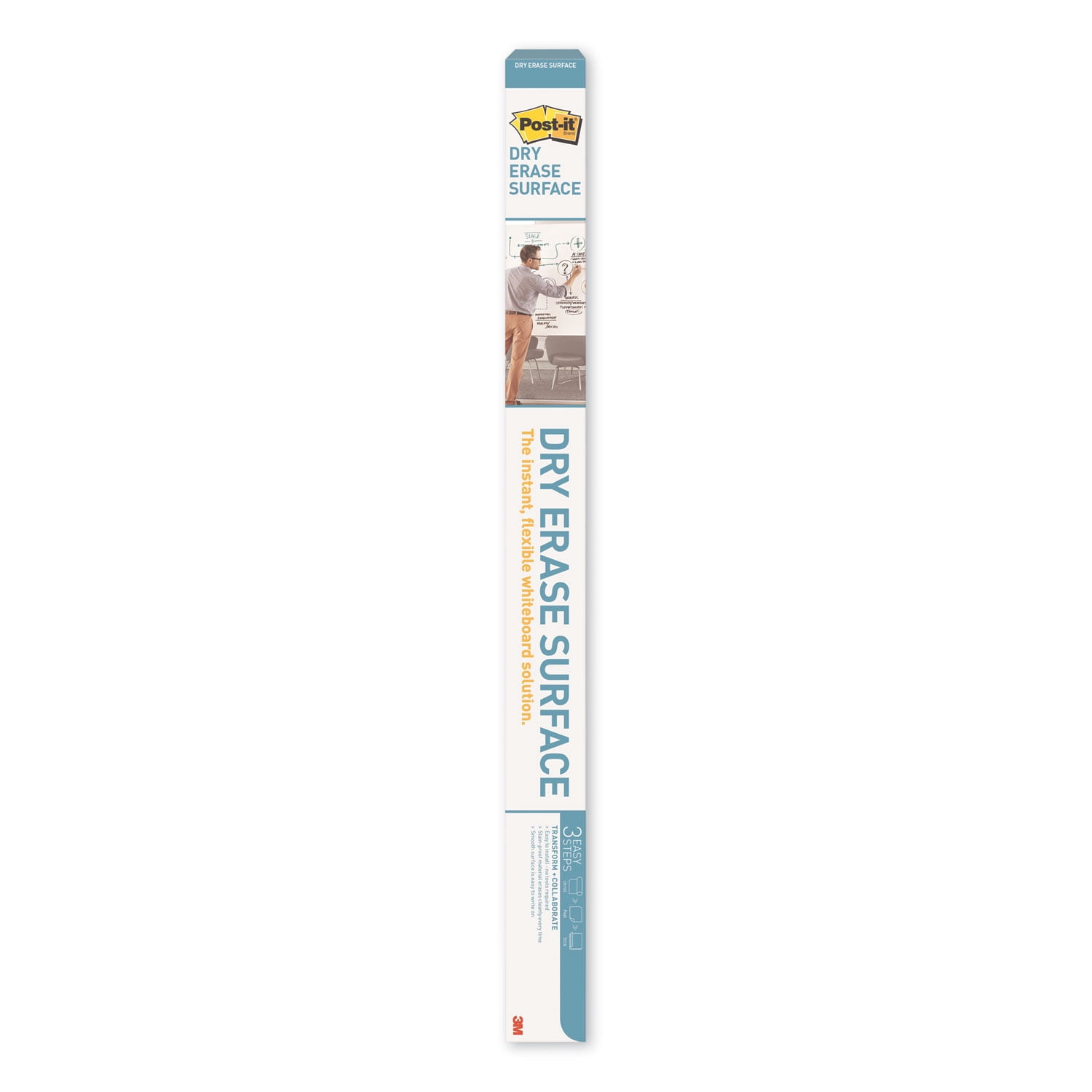 3m/commercial Tape Div. Dry Erase Surface With Adhesive Backing, 72" X 48", White