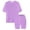 Light Violet, variant on CPNG Girls Two Piece Sets Kids Solid Color Round-Necked Short Sleeve T-shirt and Elastic Waist Tight Shorts Summer Outfits(Hot Pink,2-3 Years)