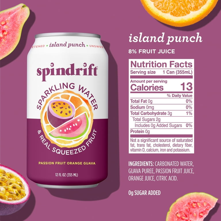 Spindrift Island Punch Sparkling Water, 12 fl oz, 8 Pack photo 2