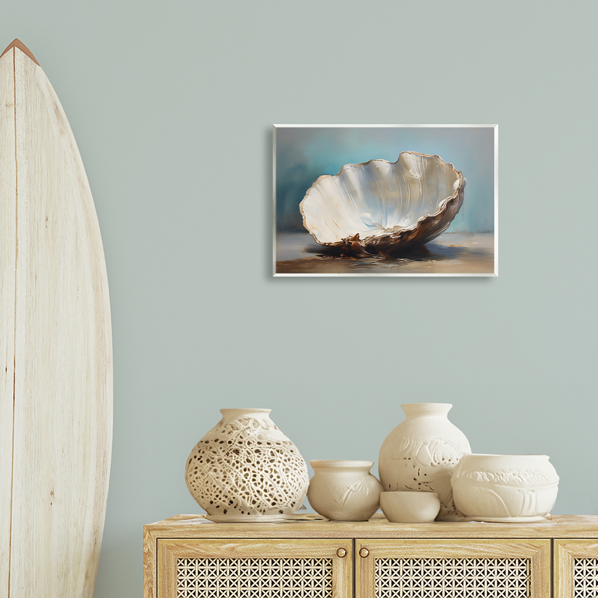 Stupell Industries Neutral Shell Still Life Nautical & Beach Painting Unframed Art Print Wall Art, 19 x 13