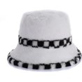 thumbnail image 6 of CoCopeaunts Mens Bucket Hat Winter Plush Warm Fashion Hundred Women Basin Cap Splicing Checkerboard Lattice Brim Fisherman Hats, 6 of 8