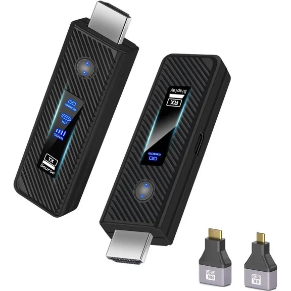 Upgraded Wireless HDMI Transmitter and Receiver 165FT/50M, Wireless HDMI Extender kit for 4K@30Hz Input, 1080P@60Hz Output, 5.8G 2.4G high-Speed Transmission Support laptops, PC, Camera