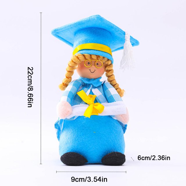 Adornos de regalo de graduación, muñeca de felpa de la temporada de graduación, muñeca de graduación azul, muñeca de felpa de la temporada de graduación, características líderes en la clase