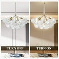 MidCentury Bubble Globe Chandelier, White and Gold 6 Lights Dia 24