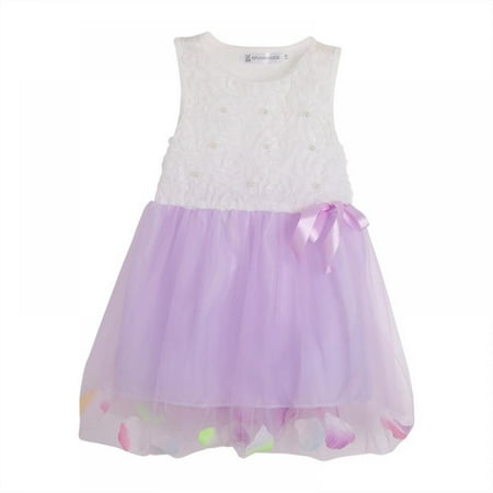 

Toddler Girls 3D Applique Princess Mesh Sun Dress with Petals Wedding Skirt