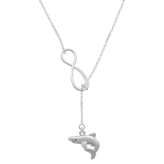 Delight Jewelry Silvertone Shark Silver tone Elegant Infinity Lariat Necklace