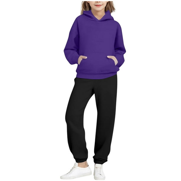 Cowsor Kids Solid Color Sweatpants Casual Elastic Waist Joggers Pants Comfort Loose Fit Athletic Pants Running Trousers