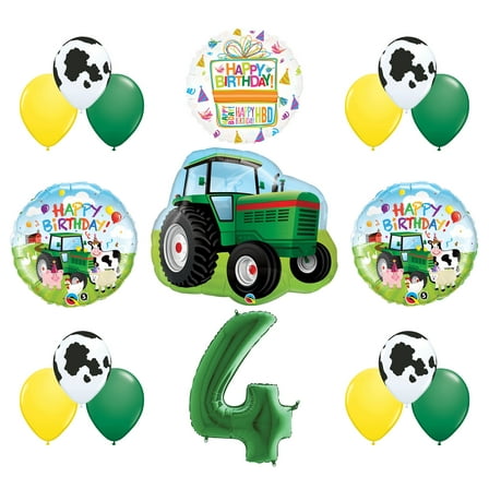 Mayflower Products 4th Birthday Farm Tractor Balloon Bouquet Decorations and Party Supplies