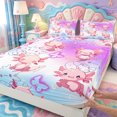 thumbnail image 3 of Manfei 3D-Printed Axolotl Fitted Sheet Queen,Watercolor Ocean Animal Bedding,3-Piece,1 Fitted Sheet and 2 Pillowcases, 3 of 6