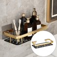 thumbnail image 2 of Soporte de ducha de montaje en pared Carrito de en Organizador de Estante Carrito de adhesivo para Drom Cocina Negro y oro 300x130x60mm Magideal Soporte de ducha de montaje en pared, 2 of 7